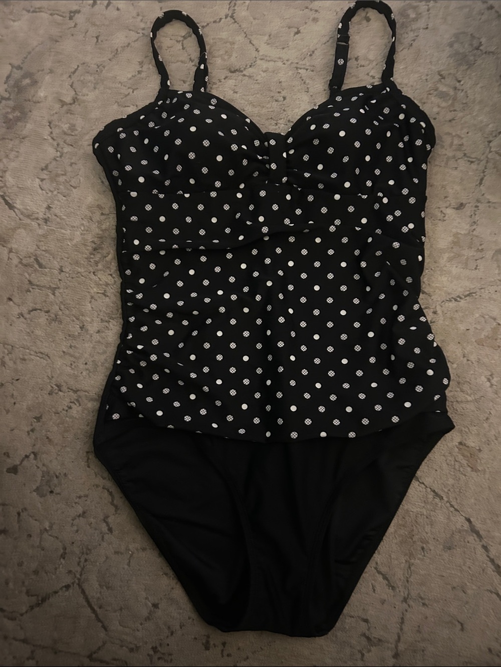 Classic Black Polka Dot One-Piece Swimsuit with Supportive Cups
